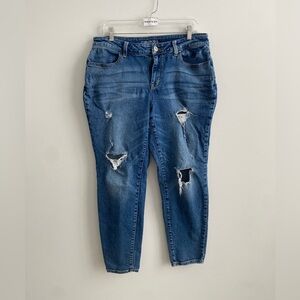 Maurices Dark Blue Ripped Boyfriend Jeans